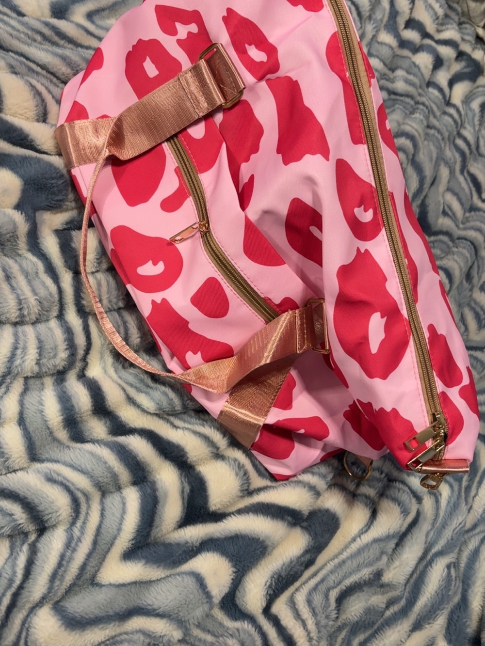 Pink and Red Leopard Print Duffel Bag - Women's Travel Weekender